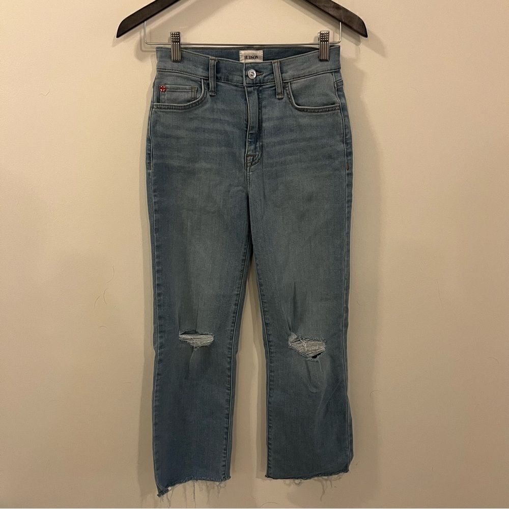 Hudson Noa High-Rise Distressed Straight Cropped Jeans Color SUR Size 24